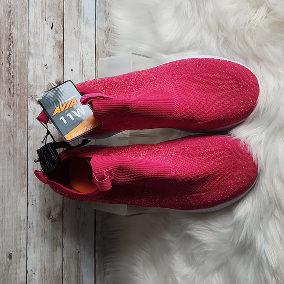 NWT, Avia, women's slip-on sneakers, Size 11W. Bright Pink w Orange - Picture 4 of 7